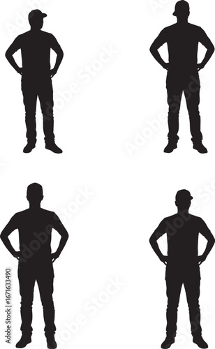 Four Male Silhouettes Standing with Hands on Hips