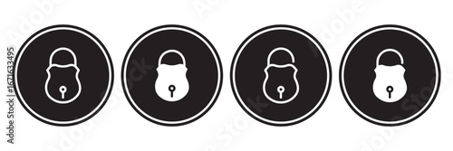Huge set of lock and unlock icons in black and white color in circle for user interface. lock icon collection set locked icon symbol unlocked sign , security icon . open and closed padlock icon .  