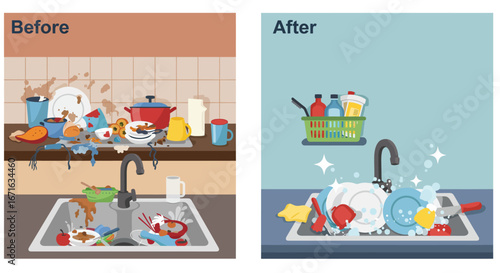 The satisfying transformation of a cluttered kitchen to a spotless and organized space