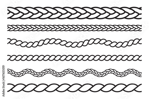 rope brush pattern. Thread pattern seamless . rope vector illustration on white background .