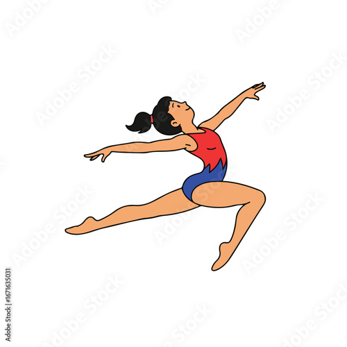 Gymnast Leaping Gracefully in Studio
