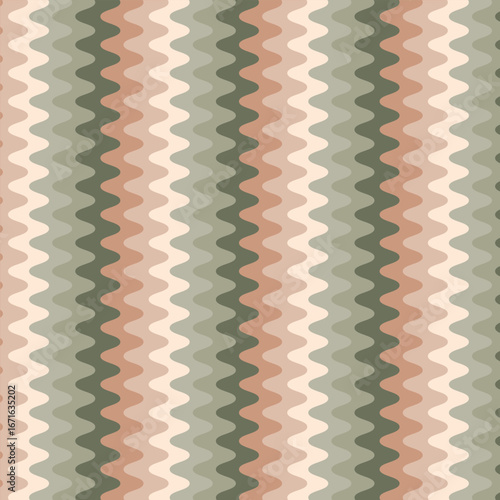 Retro striped wavy seamlepattern. 70s style abstract psychedelic waves flowing simple design. summer wavy stripes childish fabric print. Geometric texture. Vector illustration.