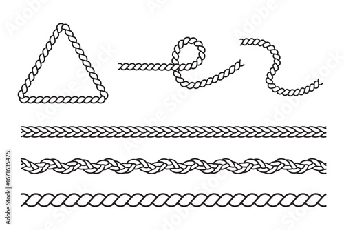 rope brush pattern. Thread pattern seamless . rope vector illustration on white background .