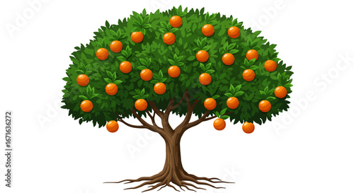 Orange Tree with Ripe Fruits Under Bright Sunlight