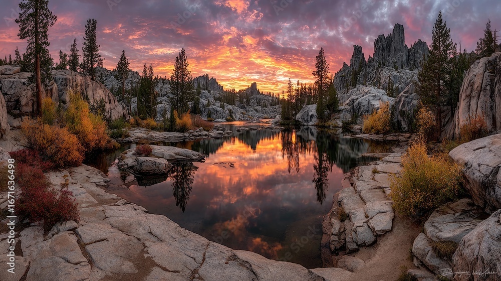Obraz premium Peaceful Lake Reflection at Sunset