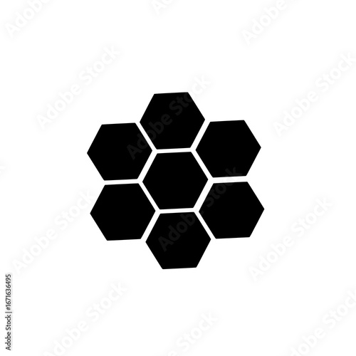 Hexagonal pattern silhouette isolated on white background