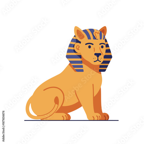 Sphinx Sitting Calmly, Front Facing View, Against Plain Background