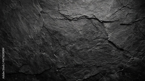 Dark textured slate stone surface with natural cracks and rough details, ideal for backgrounds or design elements