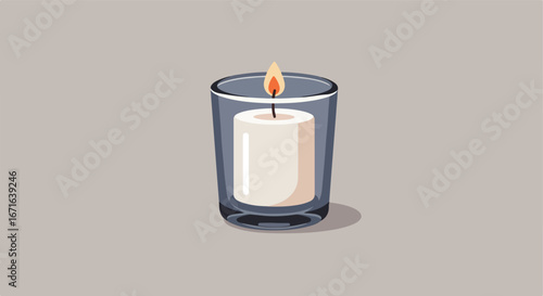 Candle Burning Peacefully in Glass on Table