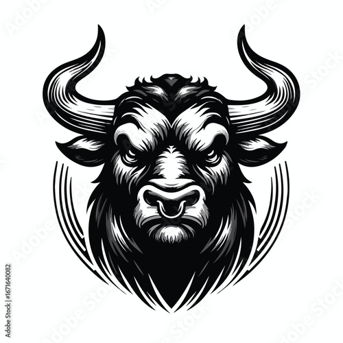 Wallpaper Mural Vector image of an angry horned bull head Torontodigital.ca
