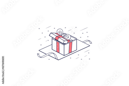 E commerce icon set with gift box and decorative ribbon