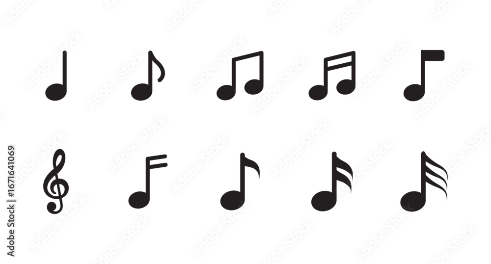 Fototapeta premium Music Notes Symbols Set . Musical notes in various arrangements, element set . eps 10 