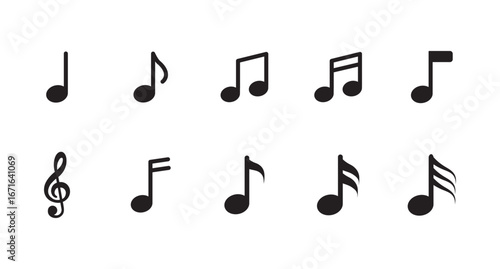 Music Notes Symbols Set . Musical notes in various arrangements, element set . eps 10  