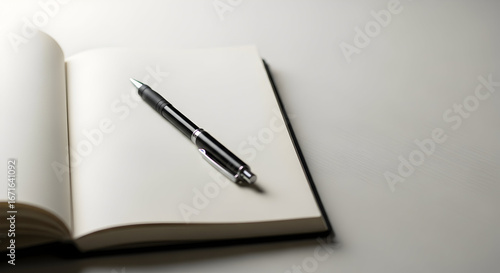 Wallpaper Mural Open notebook with a black pen ready for writing Torontodigital.ca