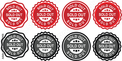 Sold Out Emblems for Retail Marketing and Product Status Labels
