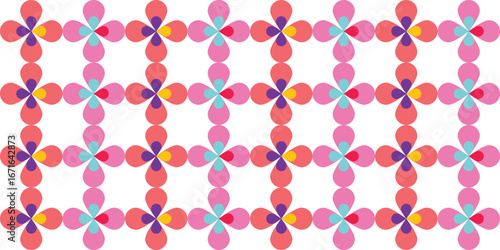 Seamless pattern with colorful flowers on white background. Vector illustration.