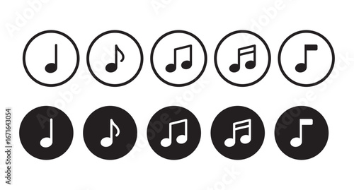Musical note music symbol . Music notes, song, melody or tune flat icons for musical apps and website, Music Notes and Symbols Set . eps 10 