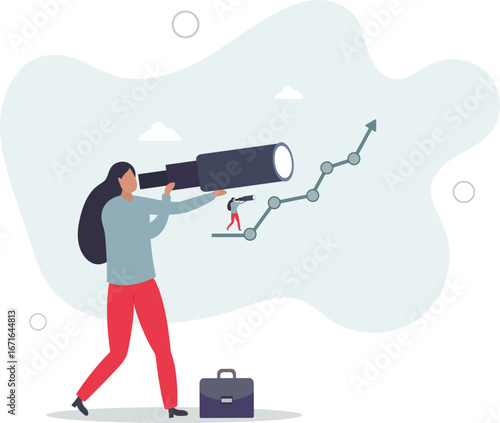 Investment upside potential, economy prediction or forecast, vision or analyze future, business growth or earning increase concept,life and employment of people.