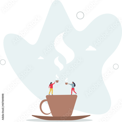 Coffee break, business discussion while having coffee or brainstorming after meeting break concept,life and employment of people.