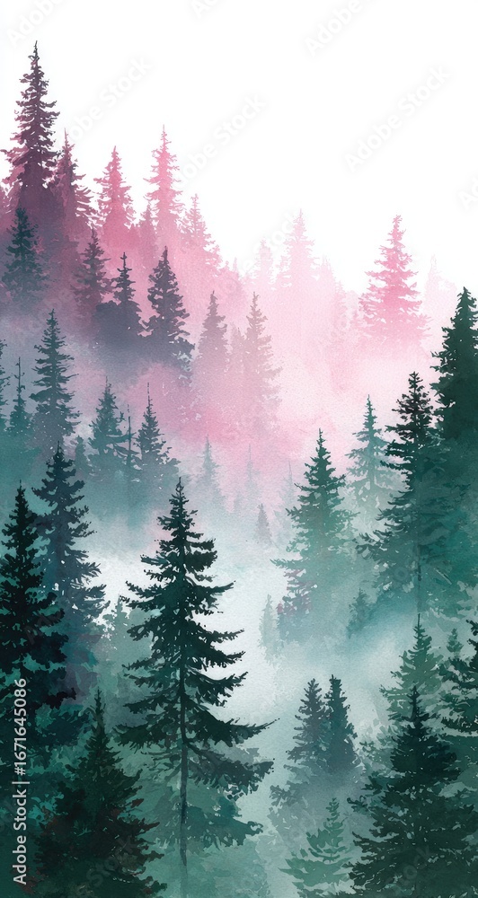 Obraz premium Misty mountain forest