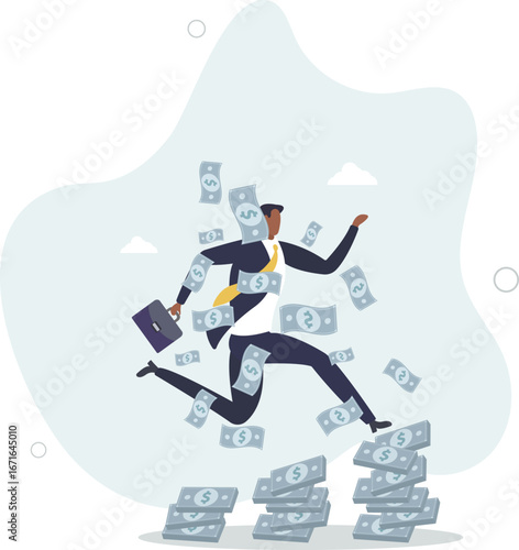 Compound interest, money growth investment, prosperity or earning and profitability stock concept,.life and employment of people.