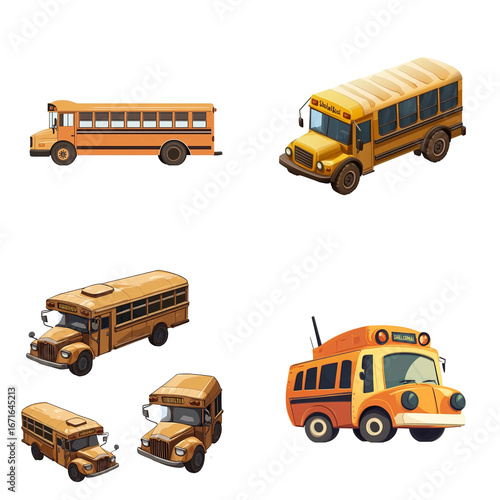 School Bus in a vector cartoon style, isolated white background