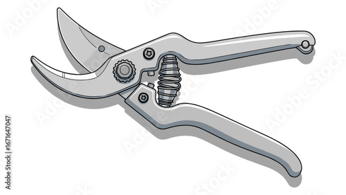Illustration of metal pruning shears for gardening and landscaping projects stock image