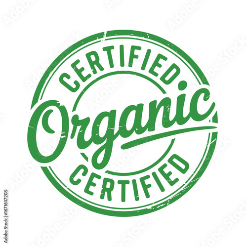 Green certified organic seal of approval stamp