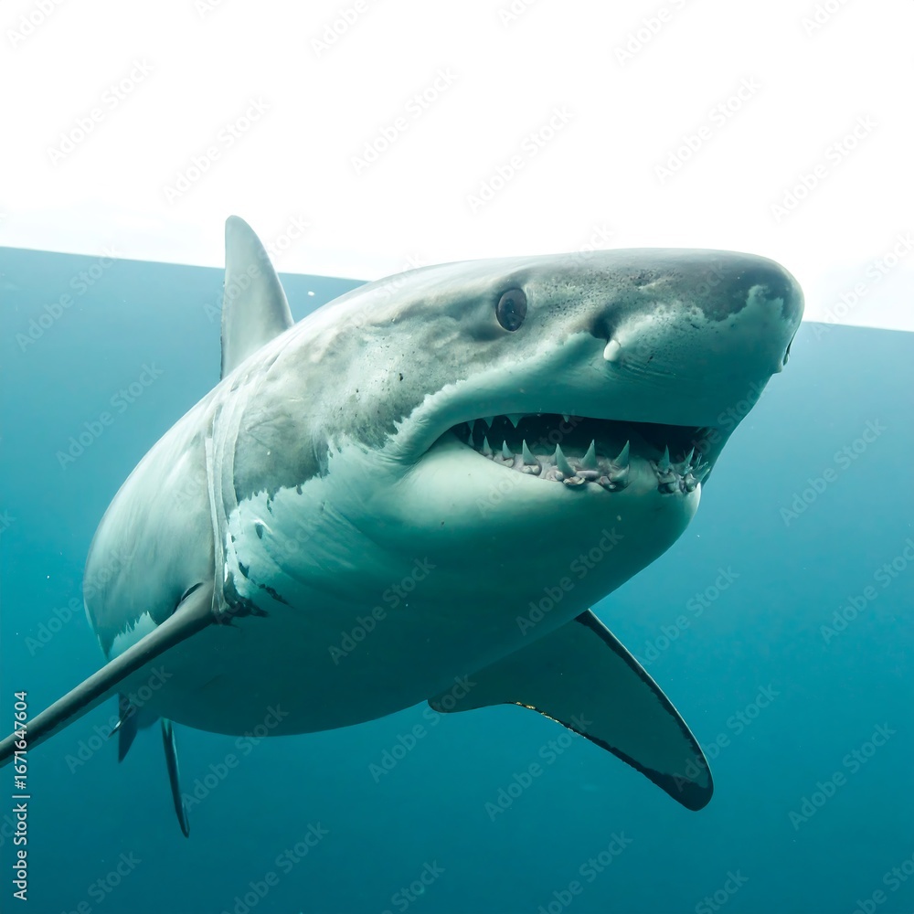 Fototapeta premium Great white shark in water