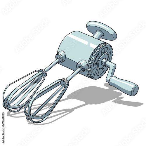 Vintage Hand Crank Kitchen Mixer Illustration for Culinary Projects and Design Elements