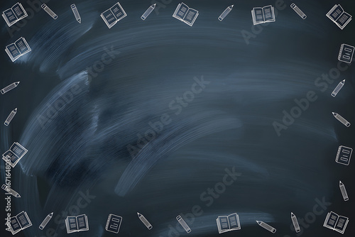 School chalkboard background with soft gradient and subtle educational icons for presentations