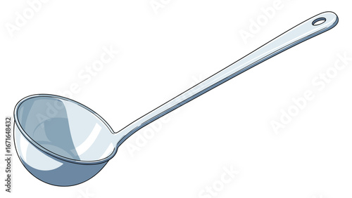 Sleek silver metal ladle illustration for cooking serving needs creative asset