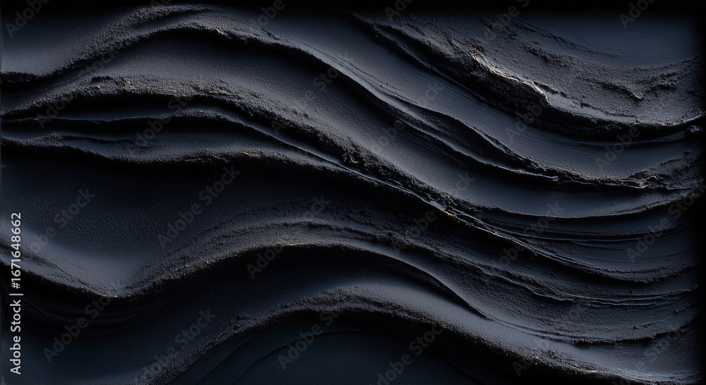 Obraz premium Elegant undulating black sand texture captured in a minimalist style for art or design inspiration