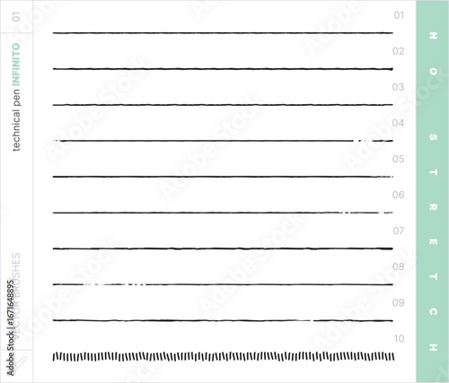 Vector Brushes. Technical Pen. No-stretch. 