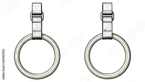 Gymnastics rings sketch illustration hanging athletic equipment vector design element exercise