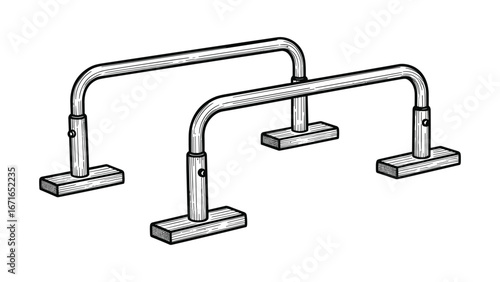 Gymnastic Parallel Bars Illustration: Minimalist Design for Fitness and Exercise Equipment Stock