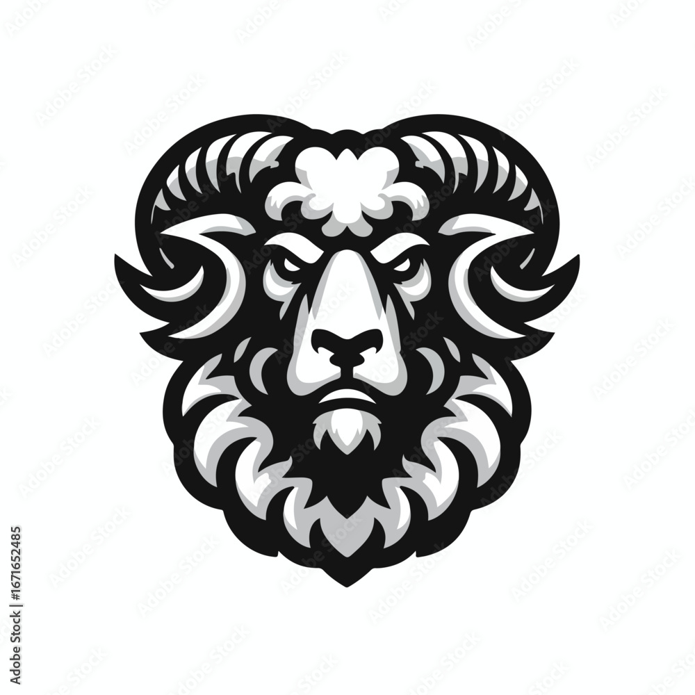 Obraz premium Vector image of angry sheep head logo
