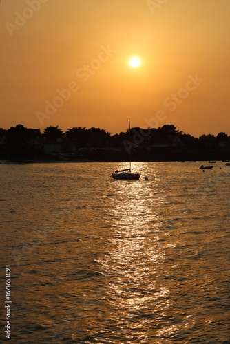 sunset on the Ocean in Brittany, France 
