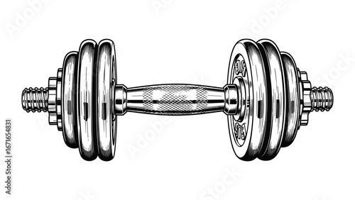 Detailed Hand Drawn Dumbbell Vector Illustration for Fitness and Workout Designs