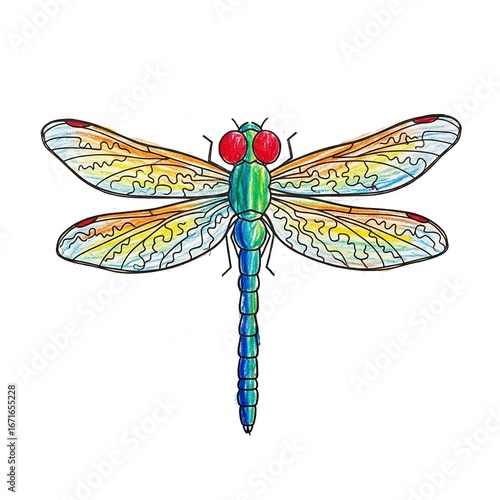 dragonfly on white background
