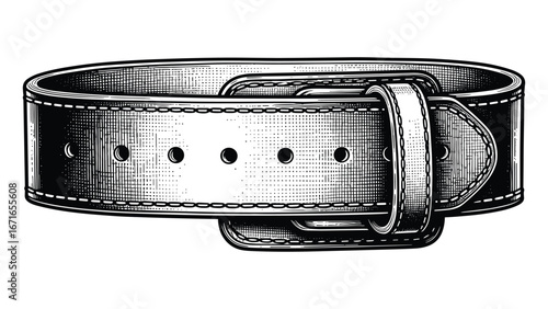 Engraved Leather Belt Illustration: Retro Style Accessory for Fashion and Design Projects