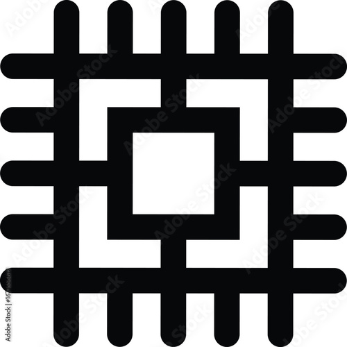 Illustration, vector, chip, processor, computer, window, icon, black and white 