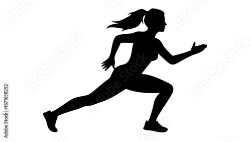 Silhouette of Running Woman: A sleek silhouette of a woman in motion, embodying speed, strength, and determination against the backdrop of an athletic lifestyle