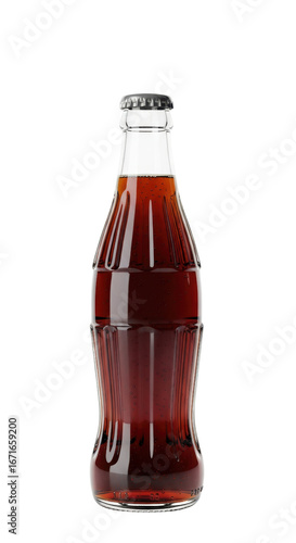 Glass bottle of soda drink isolated on white
