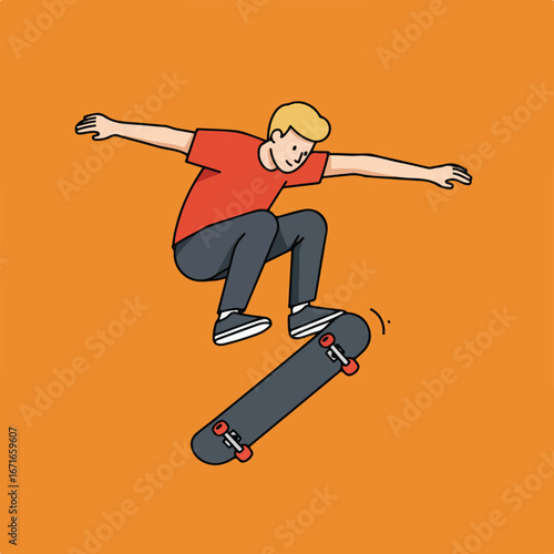 Skateboarder Jumps High in the Air at Skatepark