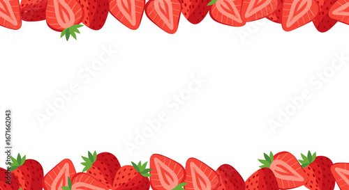Fresh, vibrant strawberries creating a delicious frame, perfect for food blogs and summer designs