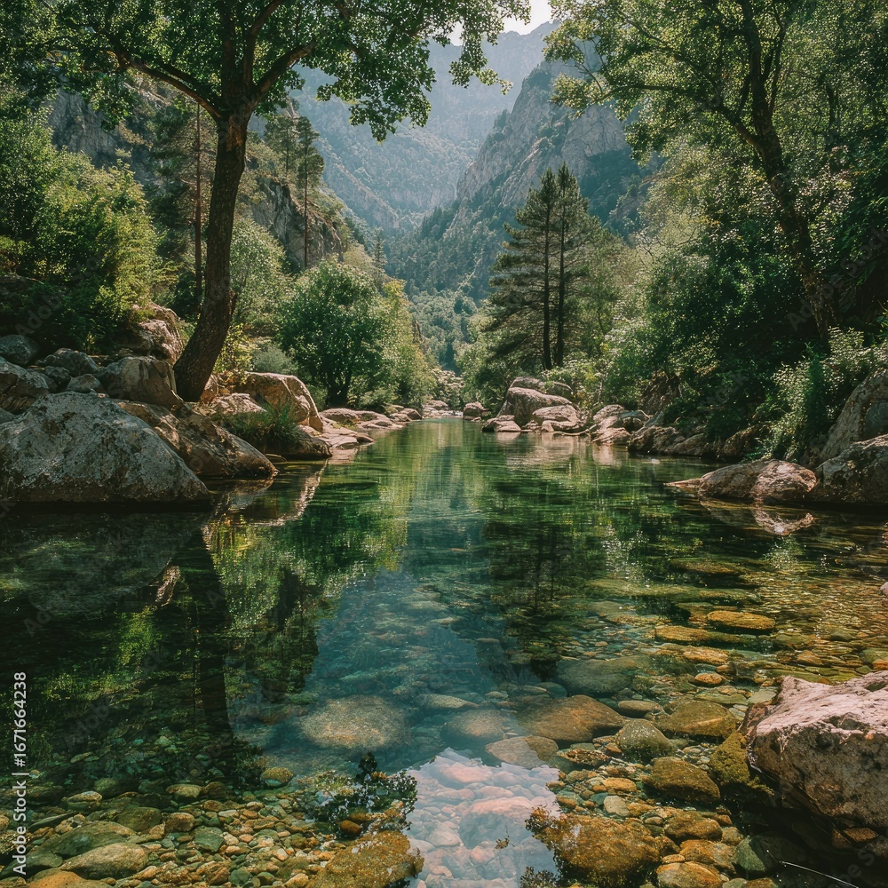 Fototapeta premium Creek Through Lush Forest