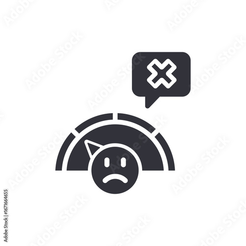 Declining Gauge with Displeased Expression Icon