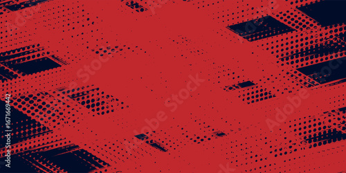 Dot pop art comic sport style. Red halftone dots blue color pattern gradient grunge texture background. vector illustration