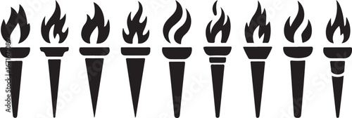 fire torch icon set 